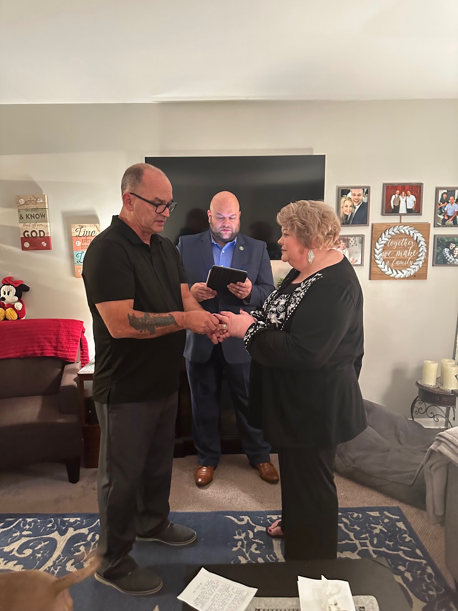 Shannon and Dave exchanging vows at their wedding